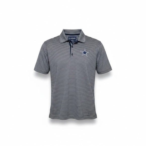 Dallas Cowboys Authentic Other - Dallas Cowboys Authentic Mens Large Navy White Striped Performance Polo Shirt